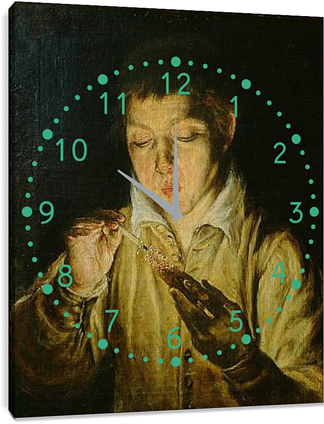 Часы картина - A Boy Blowing on an Ember to Light a Candle. Эль Греко