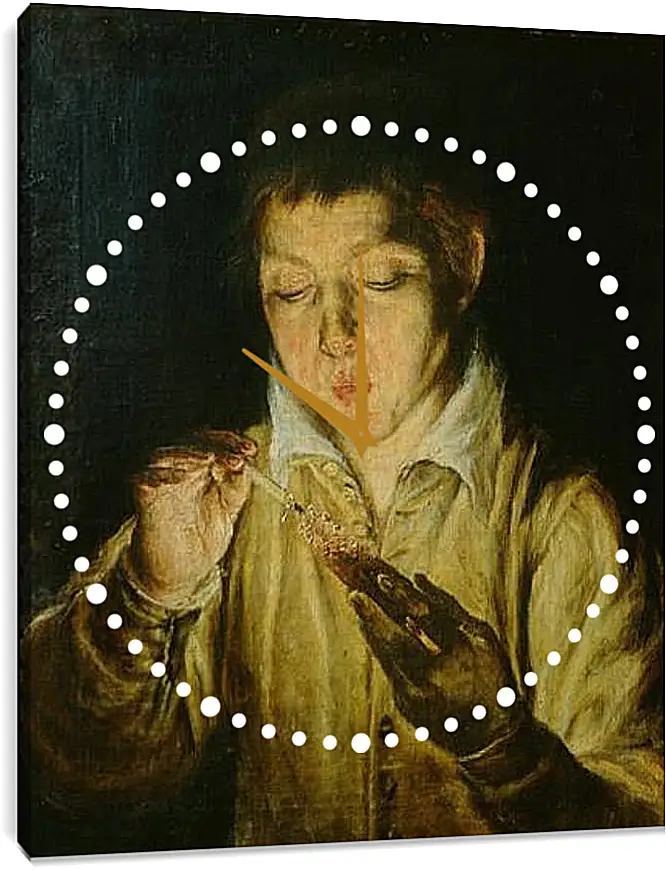 Часы картина - A Boy Blowing on an Ember to Light a Candle. Эль Греко