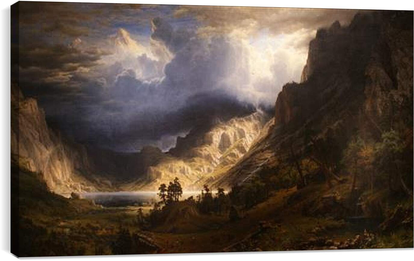 Постер и плакат - A Storm in the Rocky Mountains Mr. Rosalie. Шторм в Скалистых горах, гора Розали. Альберт Бирштадт