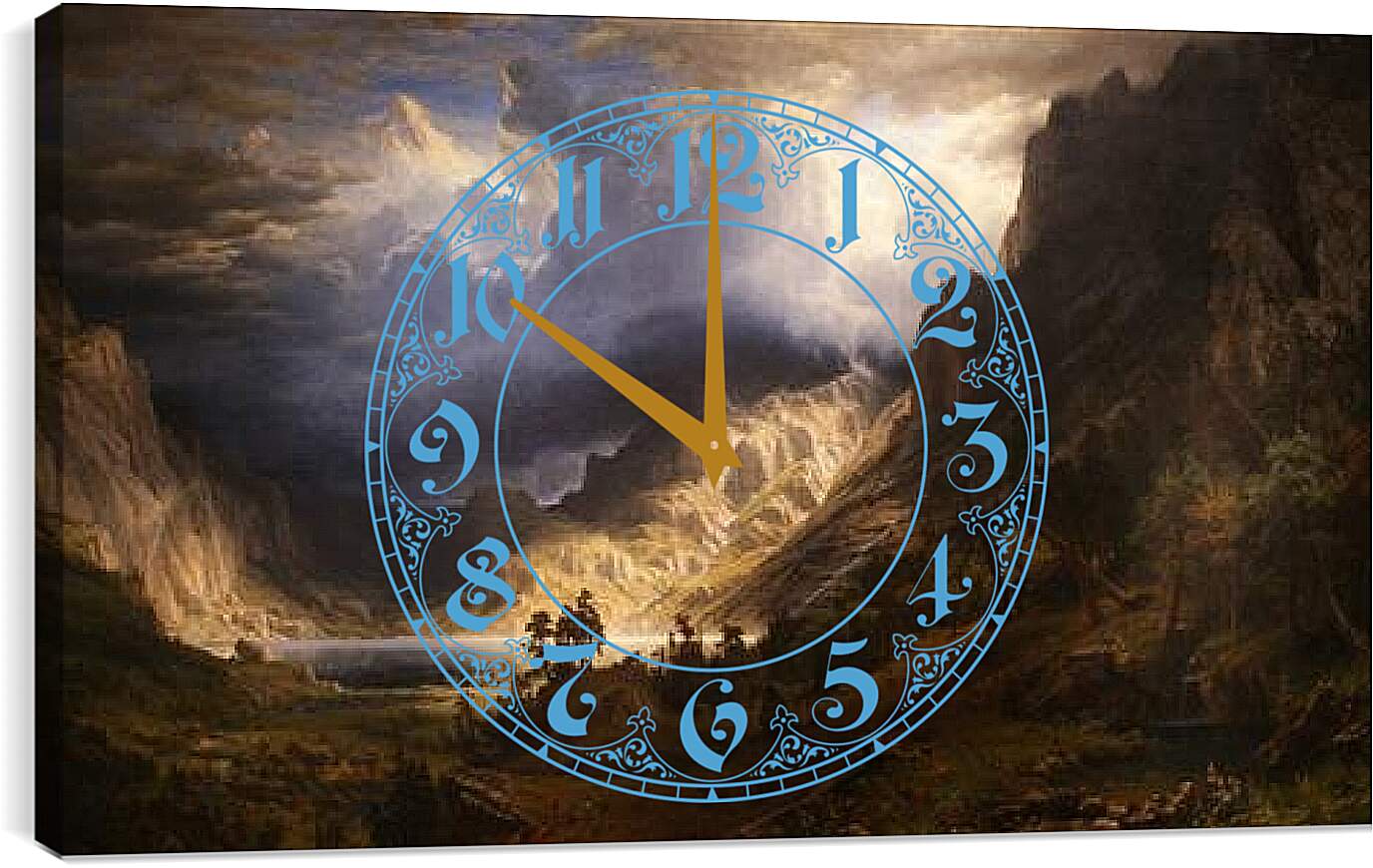 Часы картина - A Storm in the Rocky Mountains Mr. Rosalie. Шторм в Скалистых горах, гора Розали. Альберт Бирштадт