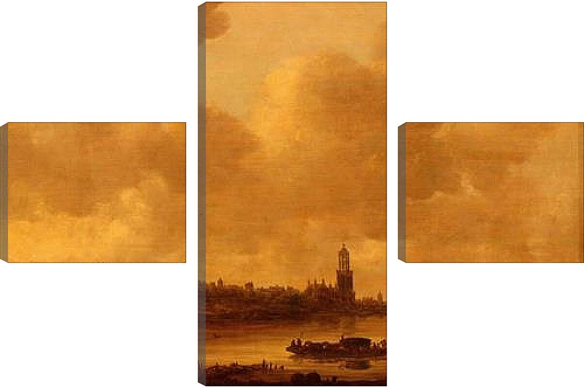 Модульная картина - Vue de Rhenen sur le Rhin avec l еglise Sainte-Cunera. Ян ван Гойен