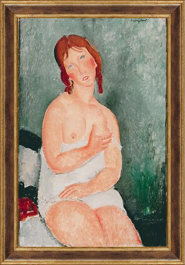 Картина в раме - Young Woman in a Shirt (The Little Milkmaid). Молодая женщина в рубашке. Амедео Модильяни