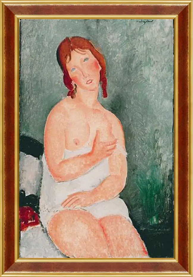 Картина в раме - Young Woman in a Shirt (The Little Milkmaid). Молодая женщина в рубашке. Амедео Модильяни