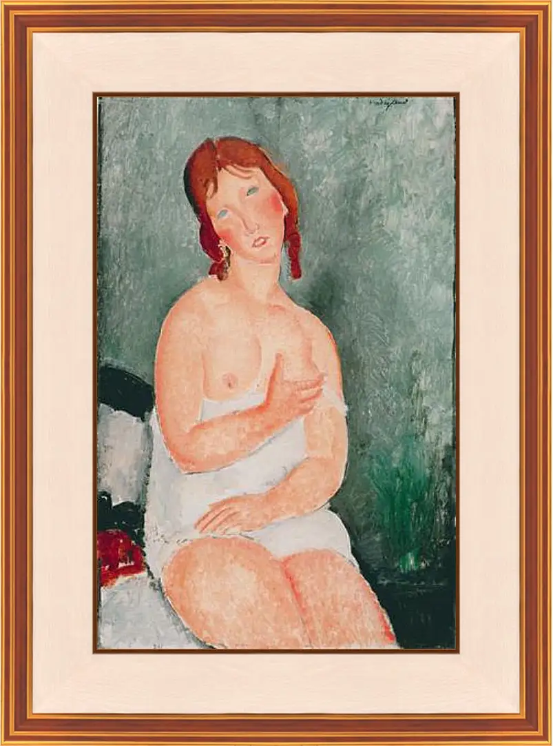 Картина в раме - Young Woman in a Shirt (The Little Milkmaid). Молодая женщина в рубашке. Амедео Модильяни