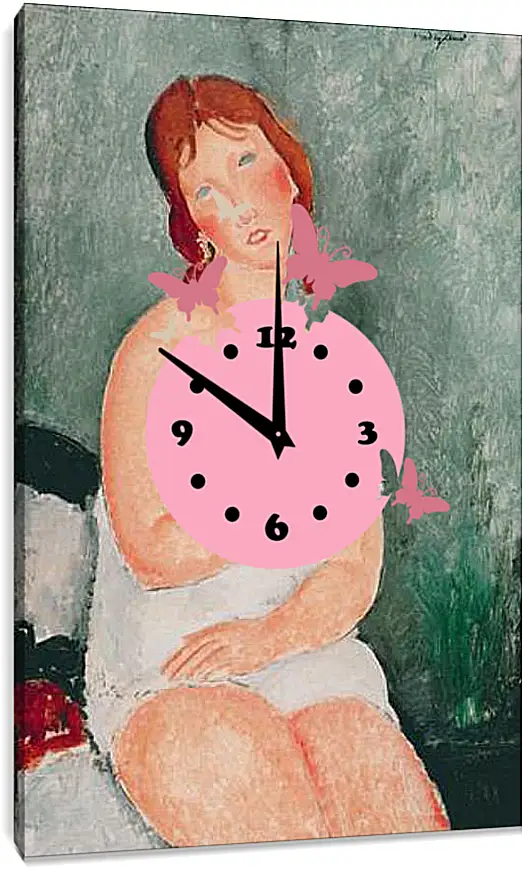 Часы картина - Young Woman in a Shirt (The Little Milkmaid). Молодая женщина в рубашке. Амедео Модильяни