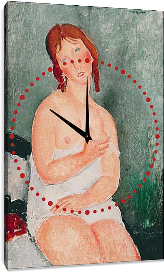 Часы картина - Young Woman in a Shirt (The Little Milkmaid). Молодая женщина в рубашке. Амедео Модильяни