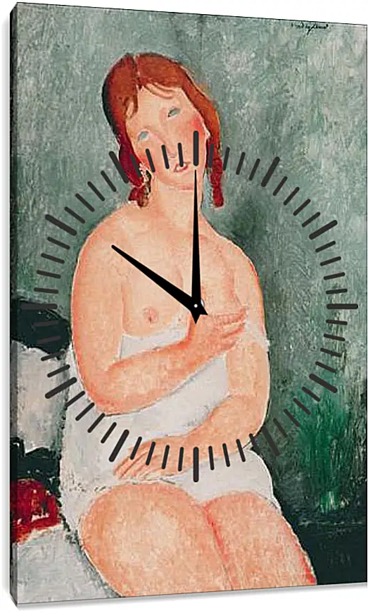 Часы картина - Young Woman in a Shirt (The Little Milkmaid). Молодая женщина в рубашке. Амедео Модильяни