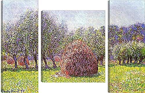 Модульная картина - Heap of Hay in the Field. Клод Моне
