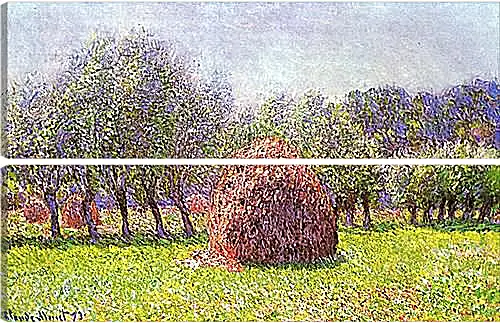 Модульная картина - Heap of Hay in the Field. Клод Моне