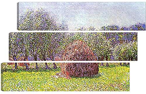 Модульная картина - Heap of Hay in the Field. Клод Моне