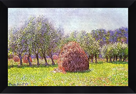 Картина в раме - Heap of Hay in the Field. Клод Моне