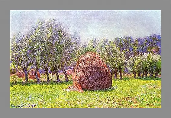 Картина в раме - Heap of Hay in the Field. Клод Моне