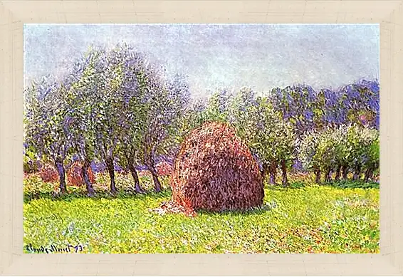 Картина в раме - Heap of Hay in the Field. Клод Моне