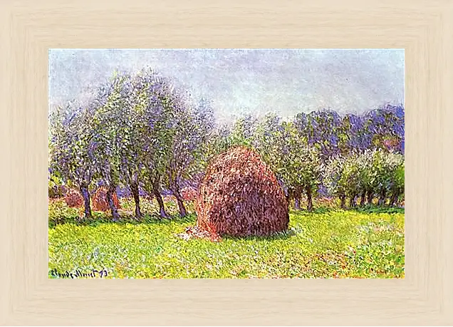 Картина в раме - Heap of Hay in the Field. Клод Моне