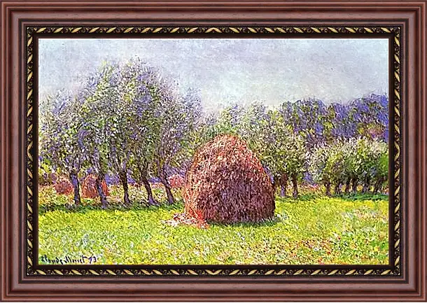 Картина в раме - Heap of Hay in the Field. Клод Моне