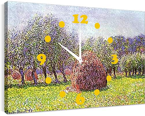 Часы картина - Heap of Hay in the Field. Клод Моне
