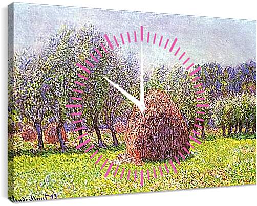 Часы картина - Heap of Hay in the Field. Клод Моне