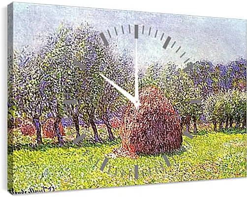 Часы картина - Heap of Hay in the Field. Клод Моне