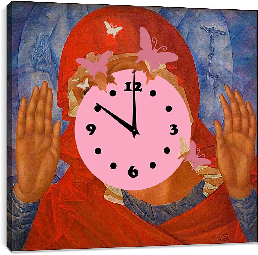 Часы картина - Красная мадонна. Петров-Водкин