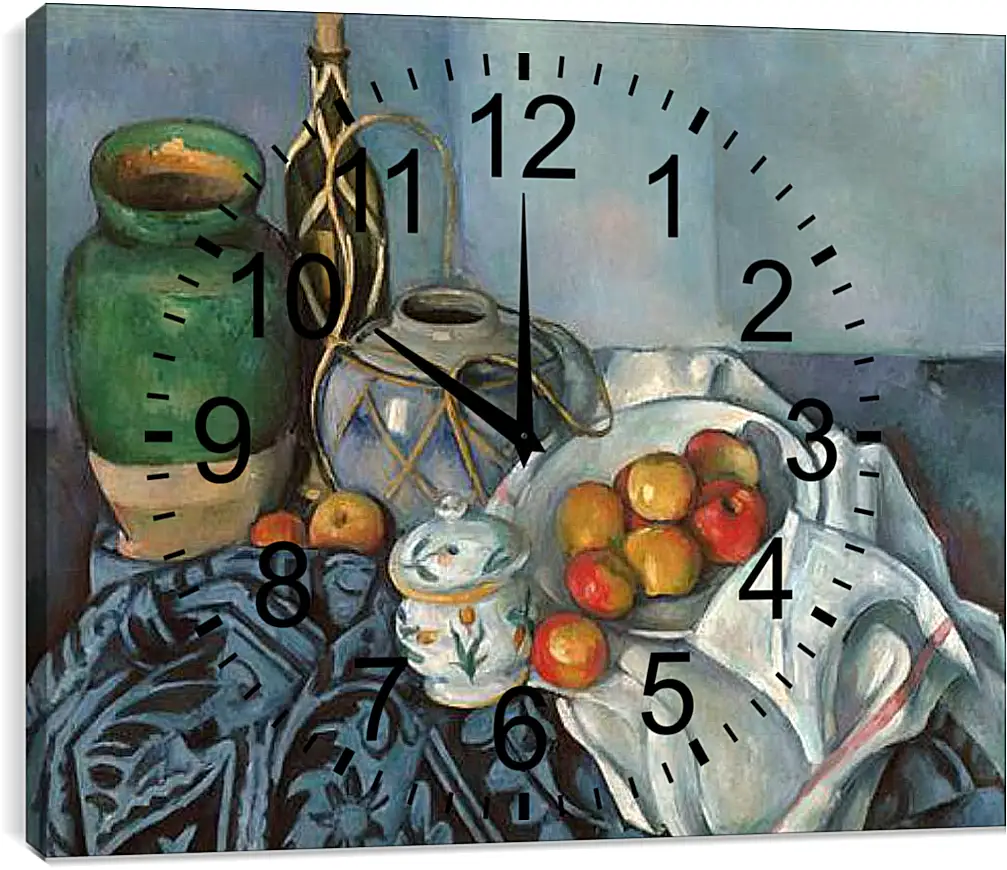 Часы картина - Still life with apples. Поль Сезанн