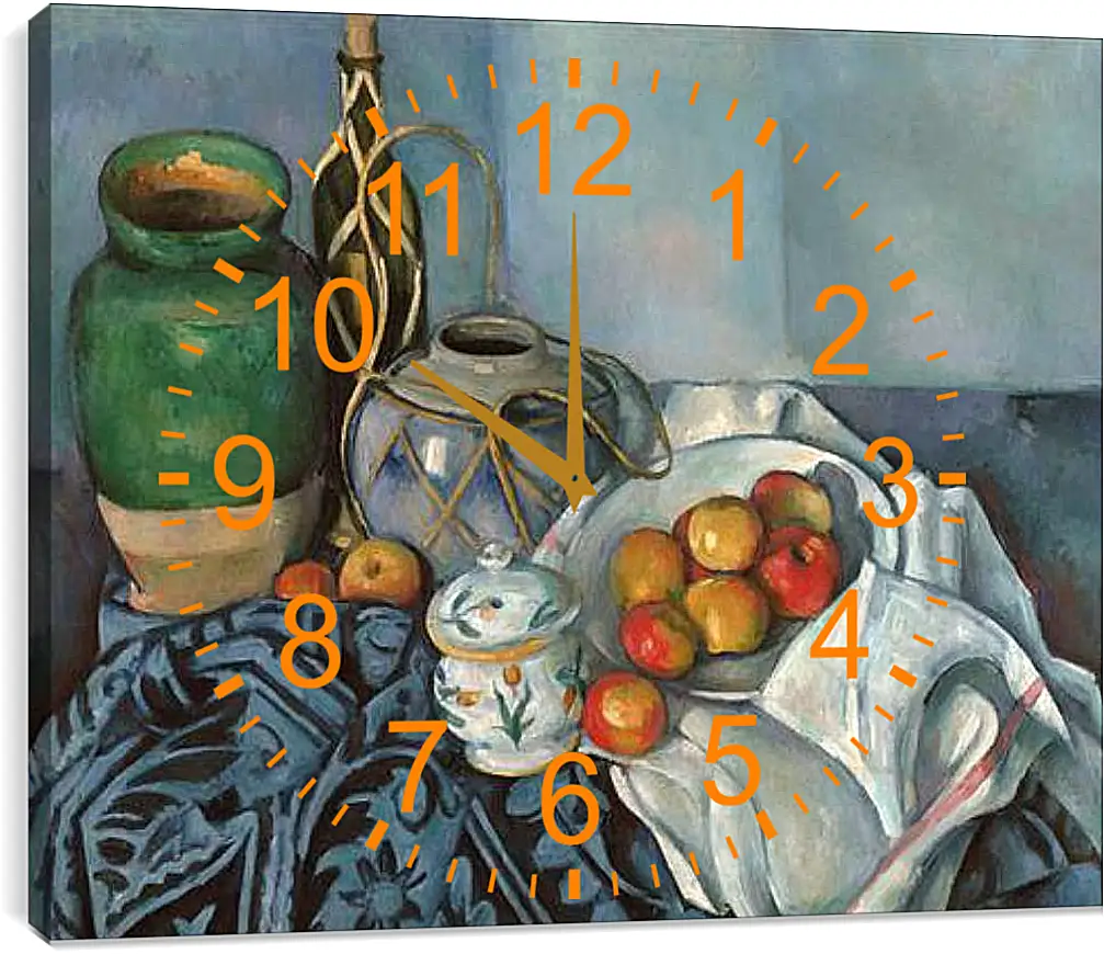 Часы картина - Still life with apples. Поль Сезанн