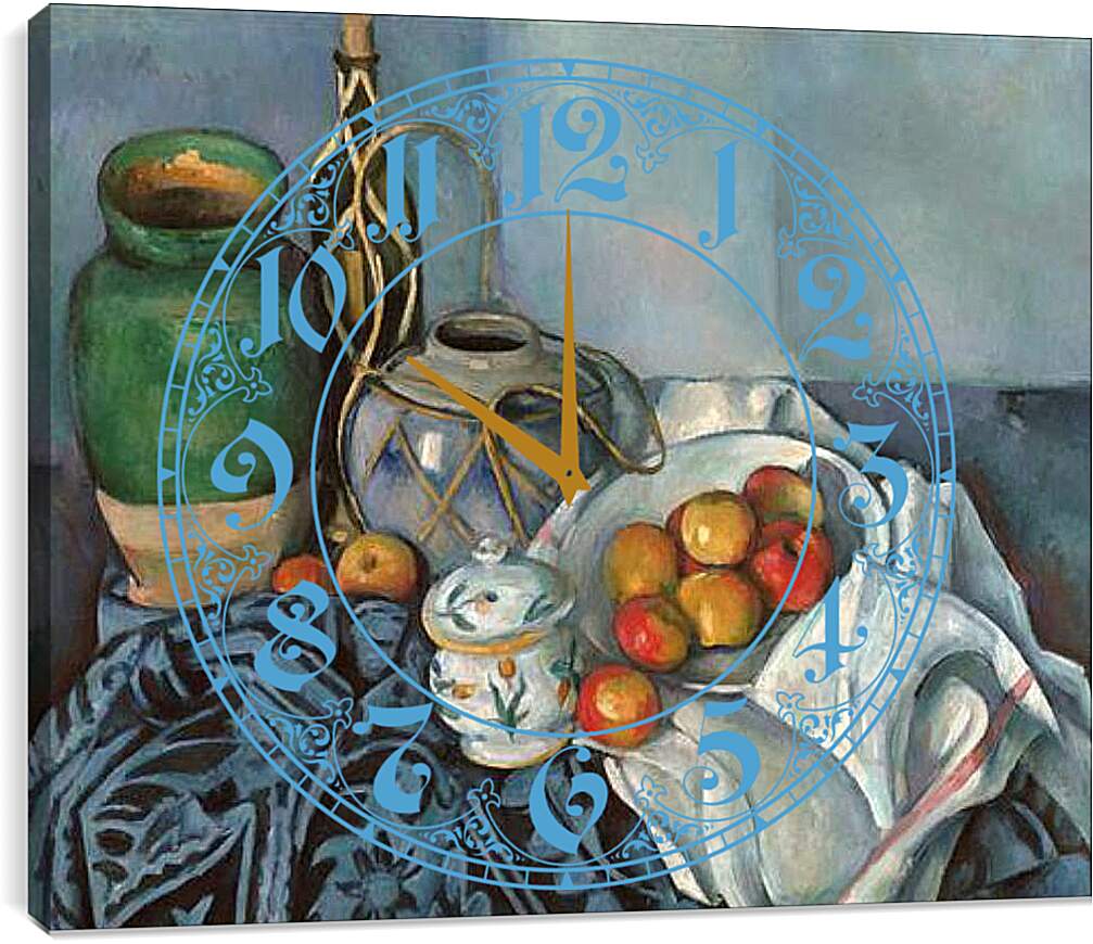 Часы картина - Still life with apples. Поль Сезанн