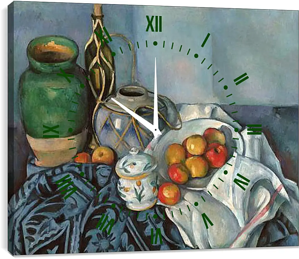 Часы картина - Still life with apples. Поль Сезанн