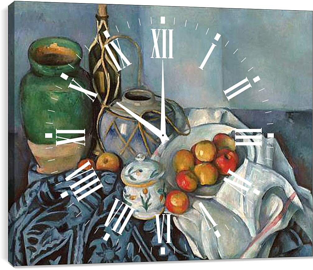 Часы картина - Still life with apples. Поль Сезанн