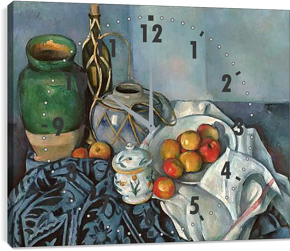 Часы картина - Still life with apples. Поль Сезанн