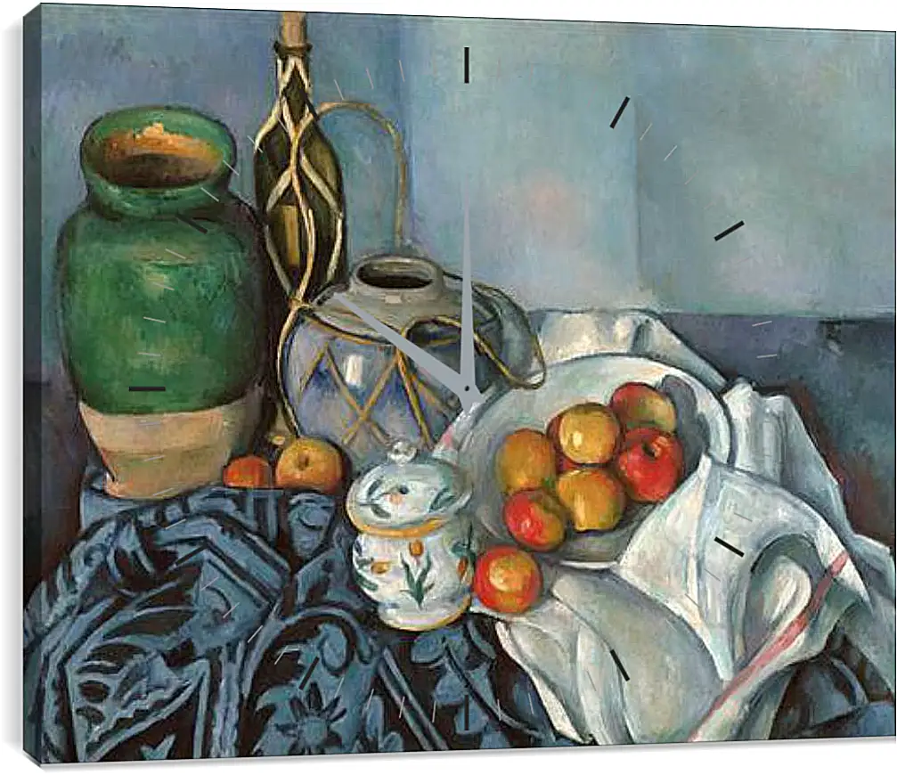 Часы картина - Still life with apples. Поль Сезанн