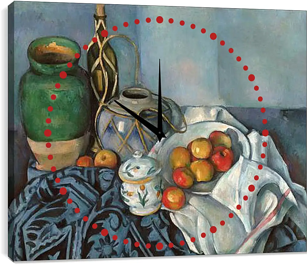 Часы картина - Still life with apples. Поль Сезанн