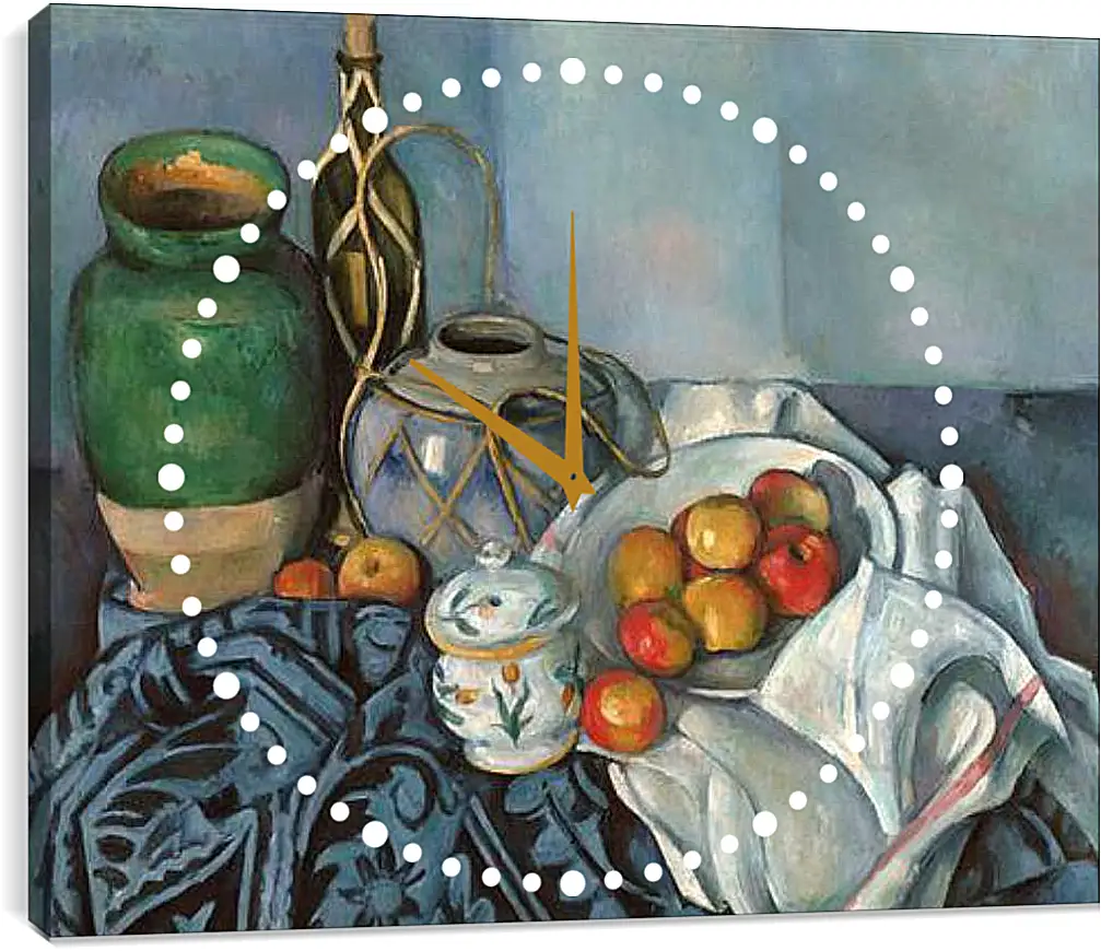 Часы картина - Still life with apples. Поль Сезанн