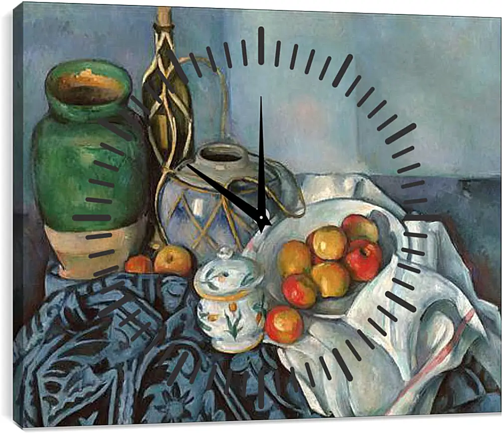 Часы картина - Still life with apples. Поль Сезанн