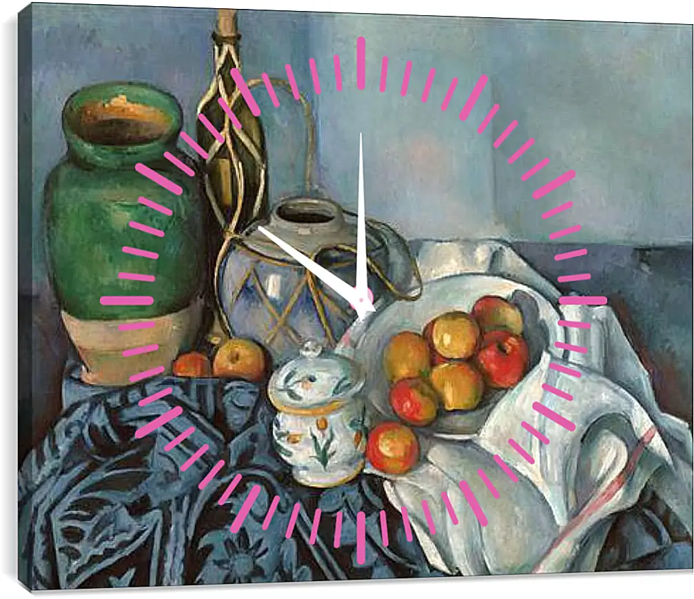 Часы картина - Still life with apples. Поль Сезанн