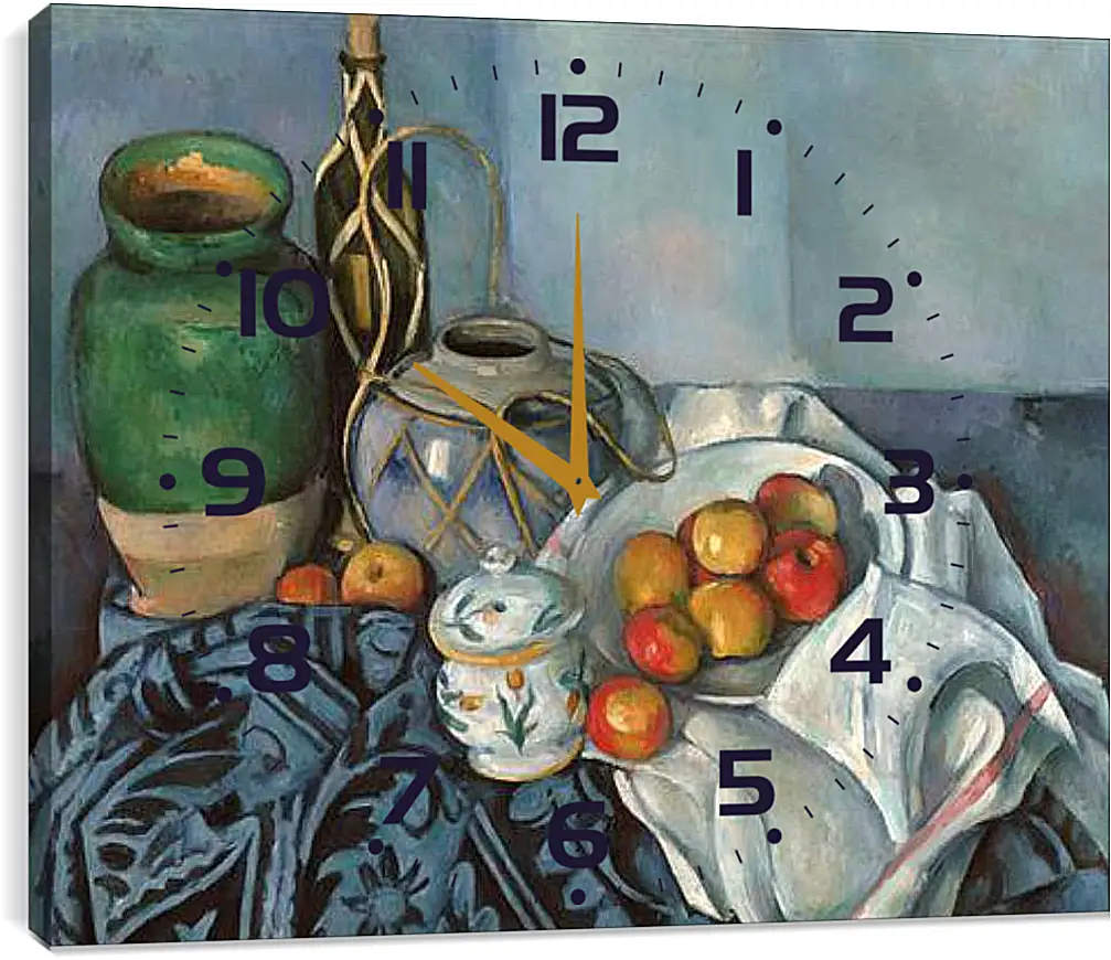 Часы картина - Still life with apples. Поль Сезанн