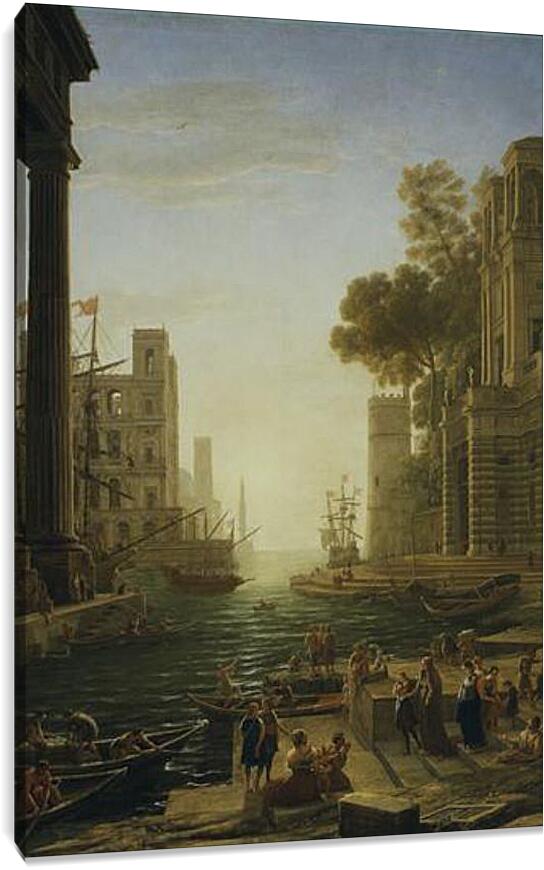 Постер и плакат - Landscape with the Embarkment of Saint Paula Romana in Ostia 1639-1640. Лоррен Клод
