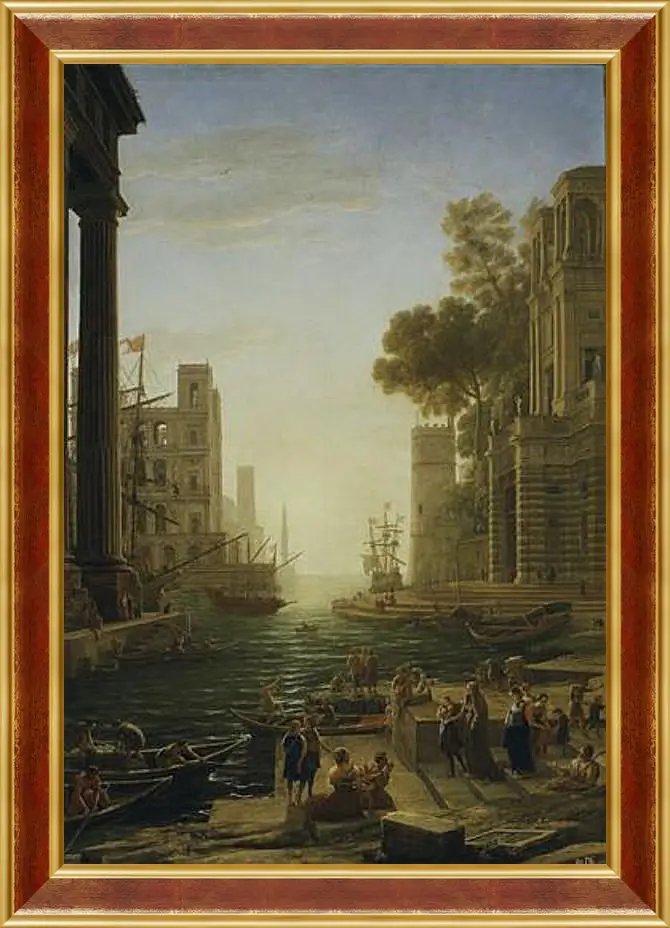 Картина в раме - Landscape with the Embarkment of Saint Paula Romana in Ostia 1639-1640. Лоррен Клод