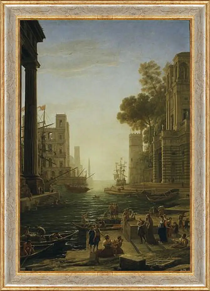 Картина в раме - Landscape with the Embarkment of Saint Paula Romana in Ostia 1639-1640. Лоррен Клод