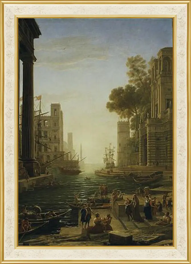 Картина в раме - Landscape with the Embarkment of Saint Paula Romana in Ostia 1639-1640. Лоррен Клод