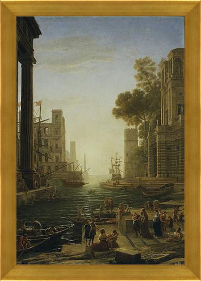 Картина в раме - Landscape with the Embarkment of Saint Paula Romana in Ostia 1639-1640. Лоррен Клод