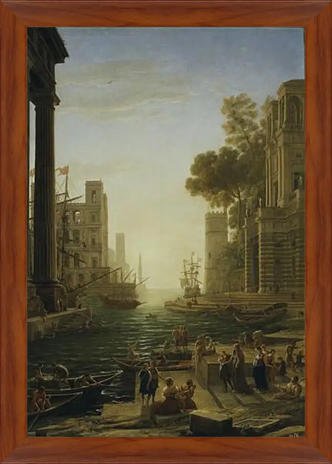 Картина в раме - Landscape with the Embarkment of Saint Paula Romana in Ostia 1639-1640. Лоррен Клод