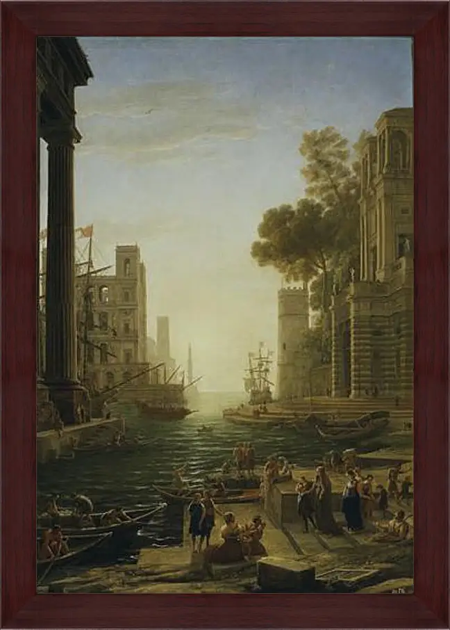 Картина в раме - Landscape with the Embarkment of Saint Paula Romana in Ostia 1639-1640. Лоррен Клод