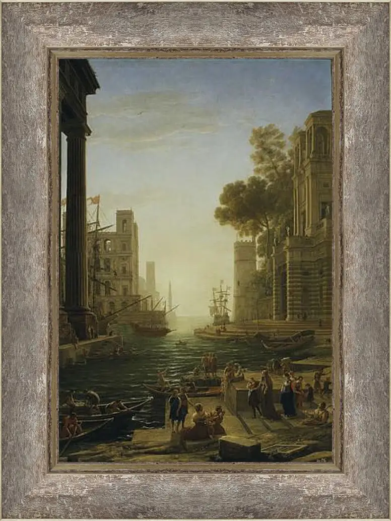Картина в раме - Landscape with the Embarkment of Saint Paula Romana in Ostia 1639-1640. Лоррен Клод