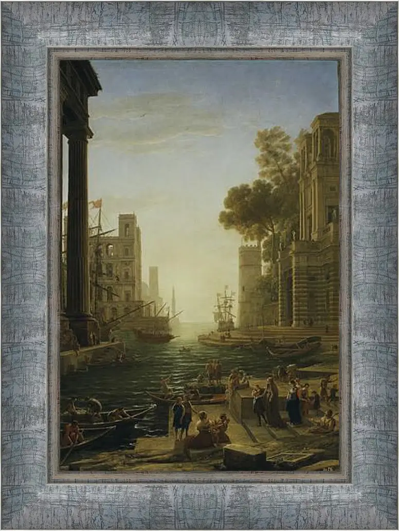 Картина в раме - Landscape with the Embarkment of Saint Paula Romana in Ostia 1639-1640. Лоррен Клод