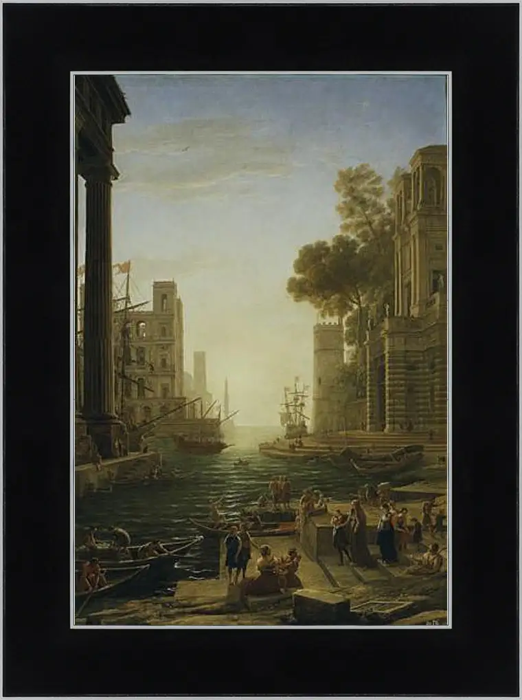 Картина в раме - Landscape with the Embarkment of Saint Paula Romana in Ostia 1639-1640. Лоррен Клод