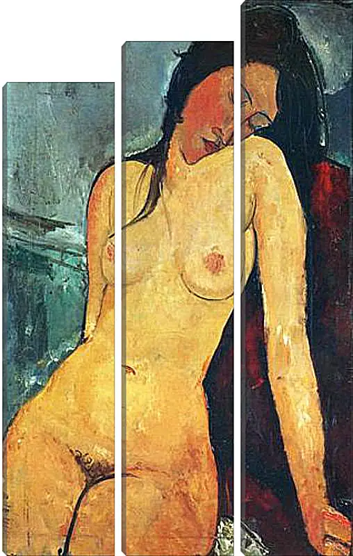 Модульная картина - Seated female nude. Сидящая обнаженная женщина 1. Амедео Модильяни