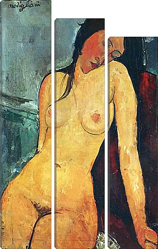 Модульная картина - Seated female nude. Сидящая обнаженная женщина 1. Амедео Модильяни