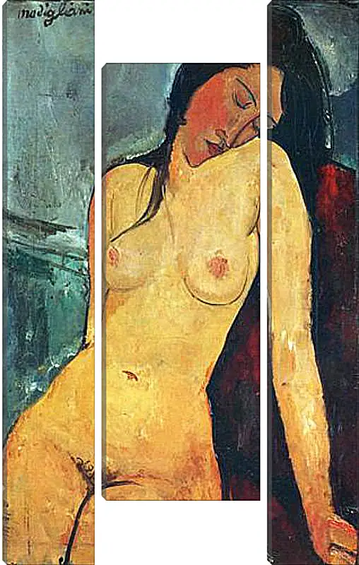 Модульная картина - Seated female nude. Сидящая обнаженная женщина 1. Амедео Модильяни