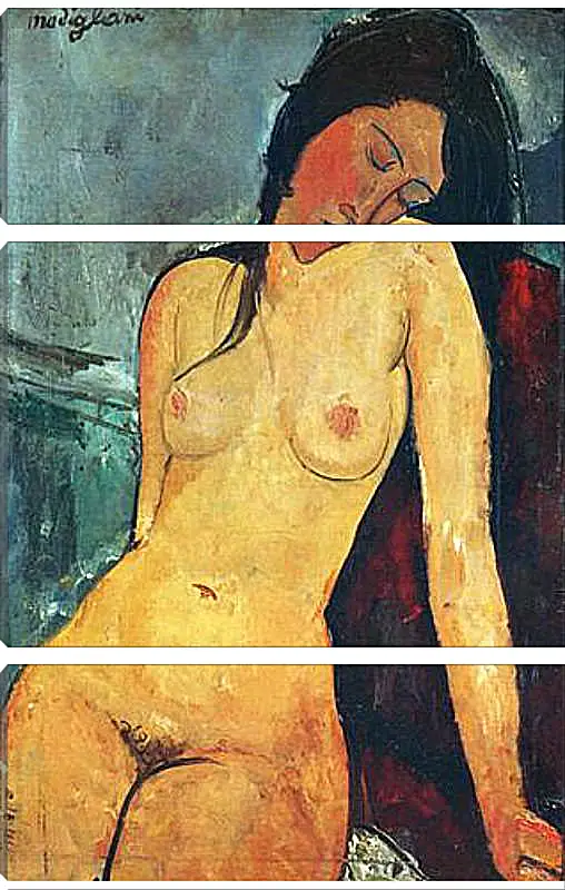 Модульная картина - Seated female nude. Сидящая обнаженная женщина 1. Амедео Модильяни