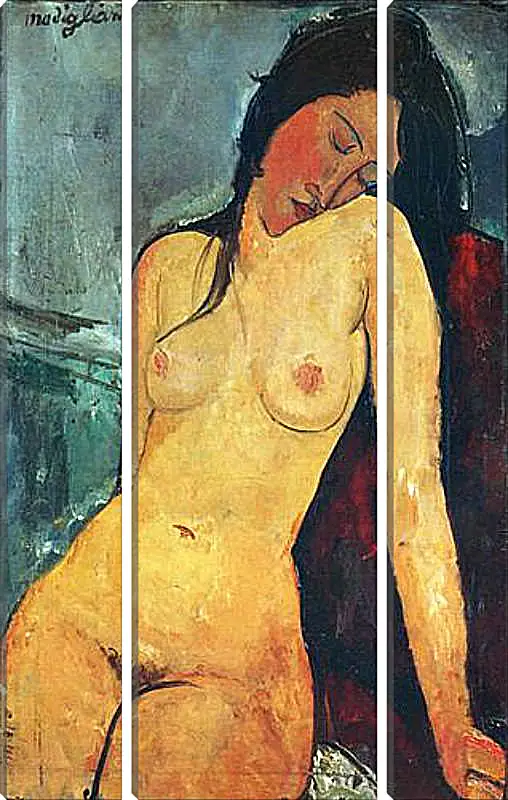 Модульная картина - Seated female nude. Сидящая обнаженная женщина 1. Амедео Модильяни